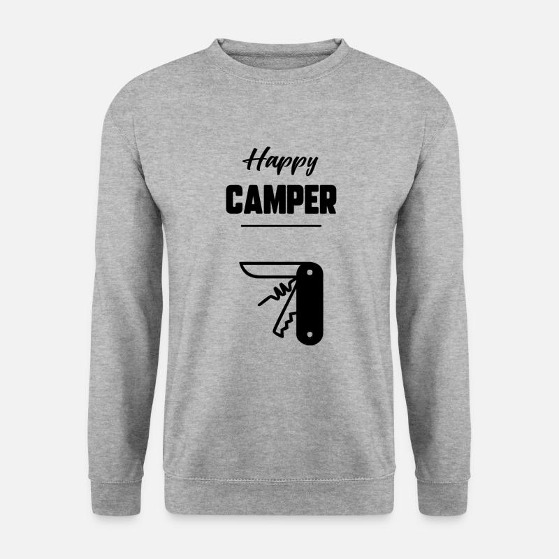 Glücklicher Camper - Unisex Pullover - Weißgrau meliert
