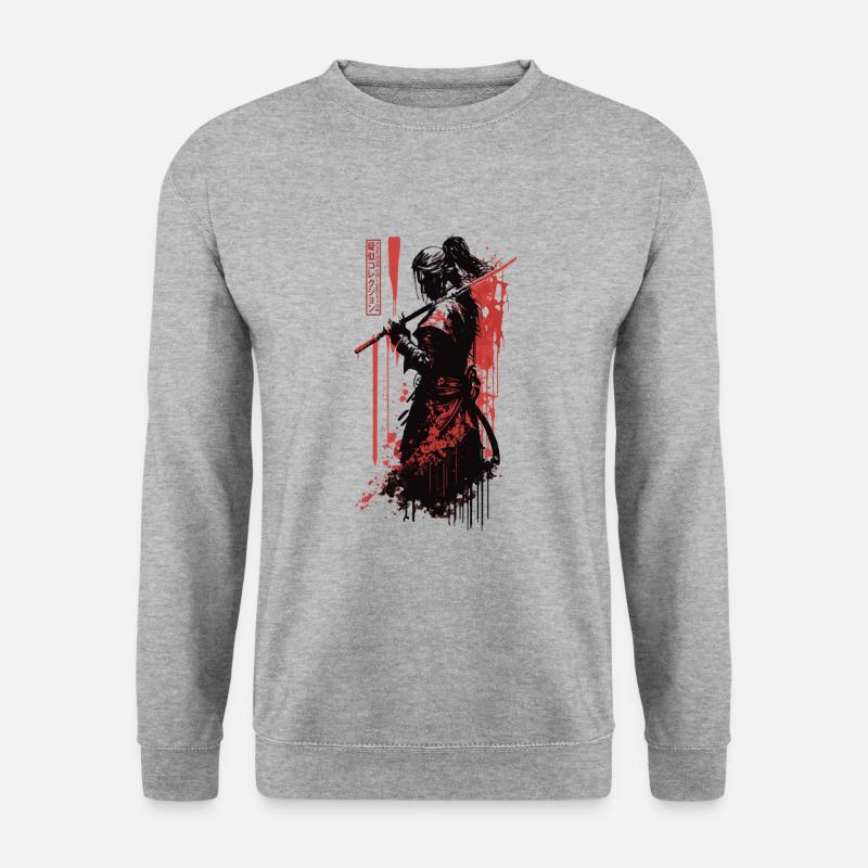 Samurai - Unisex Pullover - Weißgrau meliert