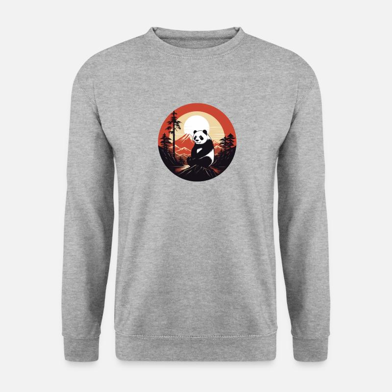 Panda asiatisches Logo - Unisex Pullover - Weißgrau meliert
