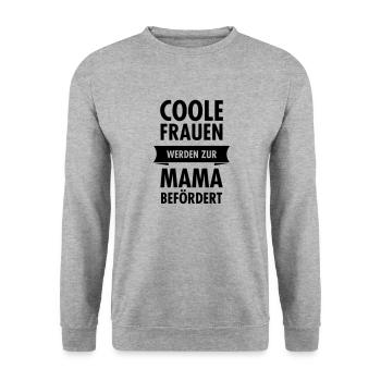 Coole Frauen Werden Zur Mama Befördert - Unisex Pullover - Weißgrau meliert - Vorne - Alina (178cm) & Michal (187cm)