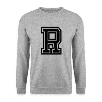 R - Unisex Pullover - Weißgrau meliert - Vorne - Alina (178cm) & Michal (187cm)