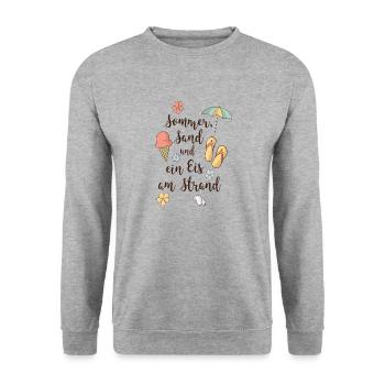 Strand - Unisex Pullover - Weißgrau meliert - Vorne - Alina (178cm) & Michal (187cm)