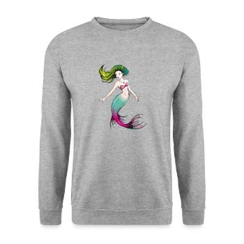Mermaid - Unisex Pullover - Weißgrau meliert - Vorne - Alina (178cm) & Michal (187cm)