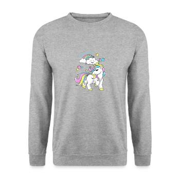 Unicorn - Unisex Pullover - Weißgrau meliert - Vorne - Alina (178cm) & Michal (187cm)