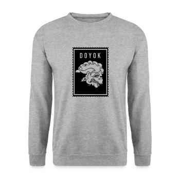 Doyok - Wayang - Unisex Pullover - Weißgrau meliert - Vorne - Alina (178cm) & Michal (187cm)
