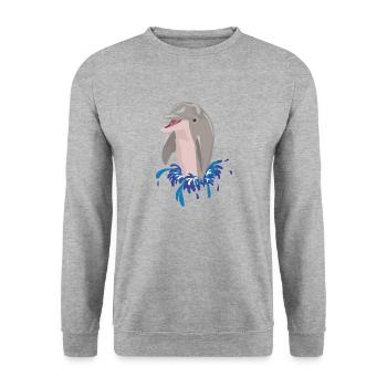 Éclaboussures de plage de mer de dauphin - Sweat-shirt Unisexe - gris chiné - Devant - Alina (178cm) & Michal (187cm)