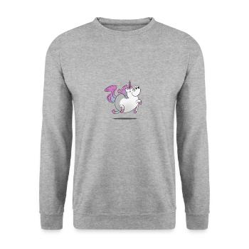Unicorn / Unicorn - fat and happy - Unisex Sweatshirt - salt & pepper - Front - Alina (178cm) & Michal (187cm)