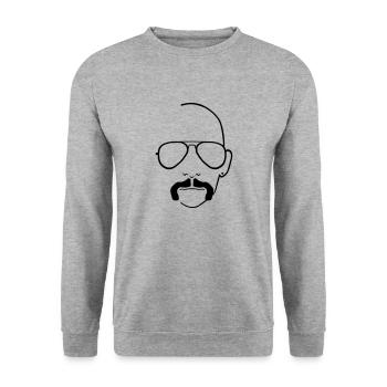 Pornoglatze Gesicht - Unisex Pullover - Weißgrau meliert - Vorne - Alina (178cm) & Michal (187cm)