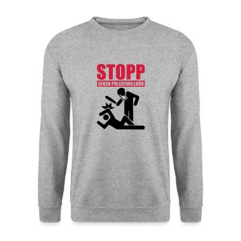 Gegen Polizeiwillkür - Unisex Pullover - Weißgrau meliert - Vorne - Alina (178cm) & Michal (187cm)