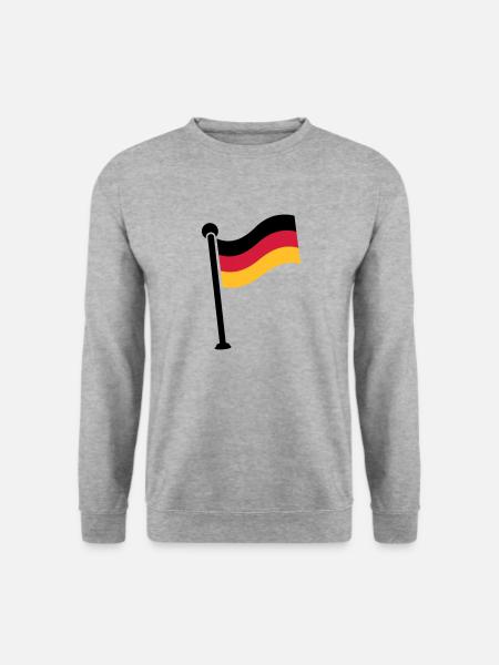 Gehisste Deutschlandfahne / German Flag (3c) - Unisex Pullover - Weißgrau meliert
