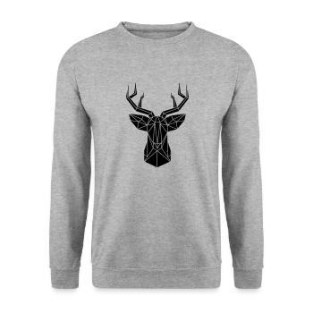 Hirsch - Unisex Pullover - Weißgrau meliert - Vorne - Alina (178cm) & Michal (187cm)