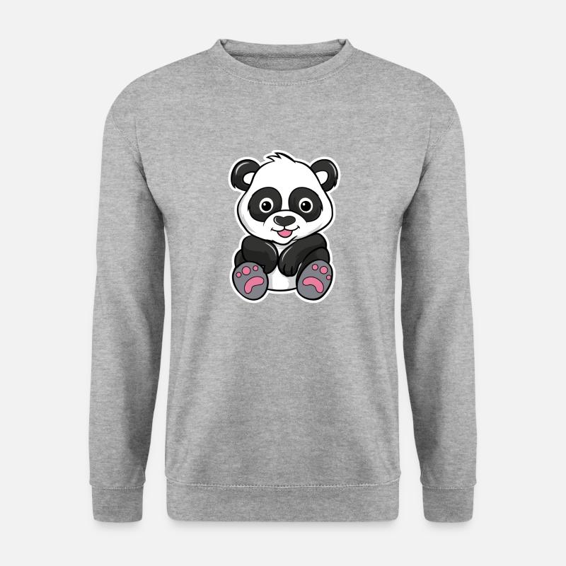 Panda Bär - Unisex Pullover - Weißgrau meliert
