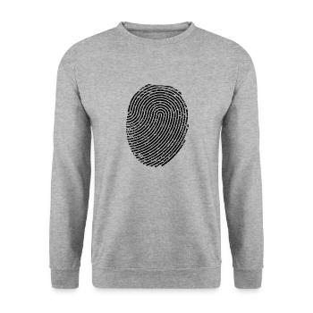 Fingerabdruck Grafik Design Vorlage - Unisex Pullover - Weißgrau meliert - Vorne - Alina (178cm) & Michal (187cm)