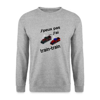 J'peux pas, j'ai train train - Sweat-shirt Unisexe - gris chiné - Devant - Alina (178cm) & Michal (187cm)