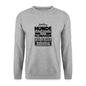 Schnauzer Hund Geschenke - Unisex Pullover - Weißgrau meliert - Vorne - Alina (178cm) & Michal (187cm)