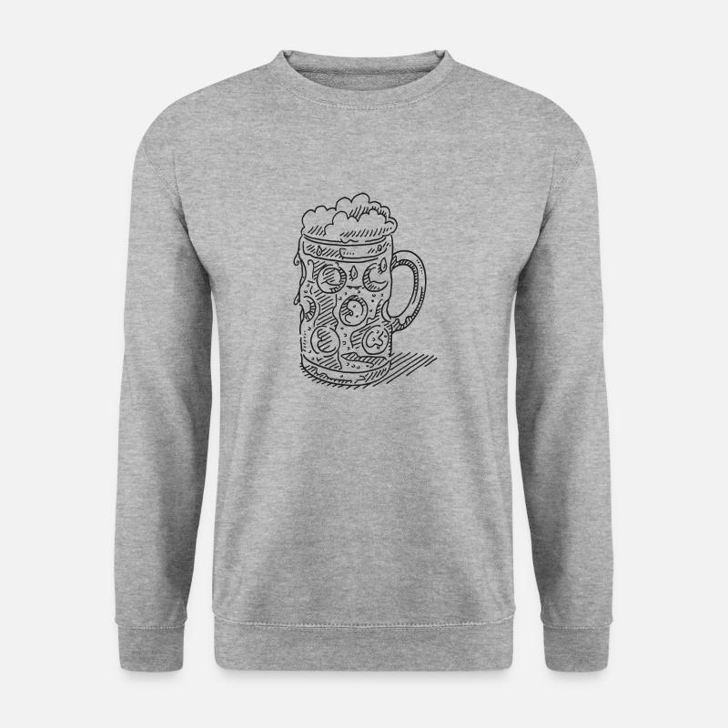 Bierkrug Symbol Zeichnung - Unisex Pullover - Weißgrau meliert