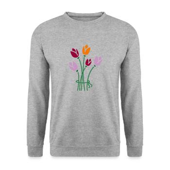 Flowers - Unisex Sweatshirt - salt & pepper - Front - Alina (178cm) & Michal (187cm)