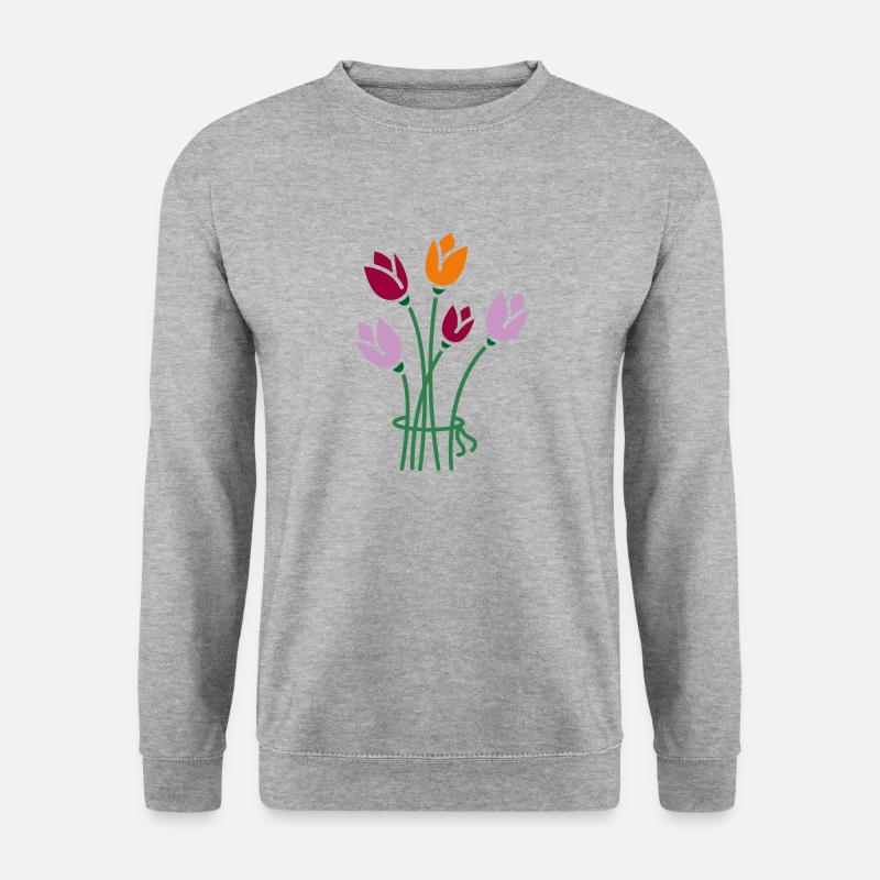 Blumen - Unisex Pullover - Weißgrau meliert