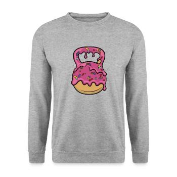 Delicious Kettlebell Donut - Bodybuilding, Fitness - Unisex Sweatshirt - salt & pepper - Front - Alina (178cm) & Michal (187cm)