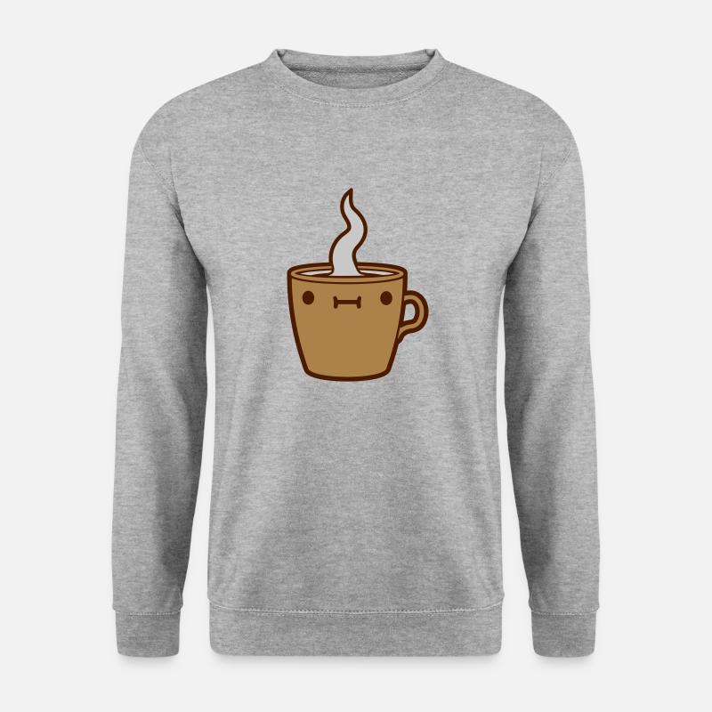Süßes Gesicht Kaffeetasse - Unisex Pullover - Weißgrau meliert