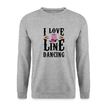 I Love Line Dancing Line Dance Country Musik - Unisex Pullover - Weißgrau meliert - Vorne - Alina (178cm) & Michal (187cm)