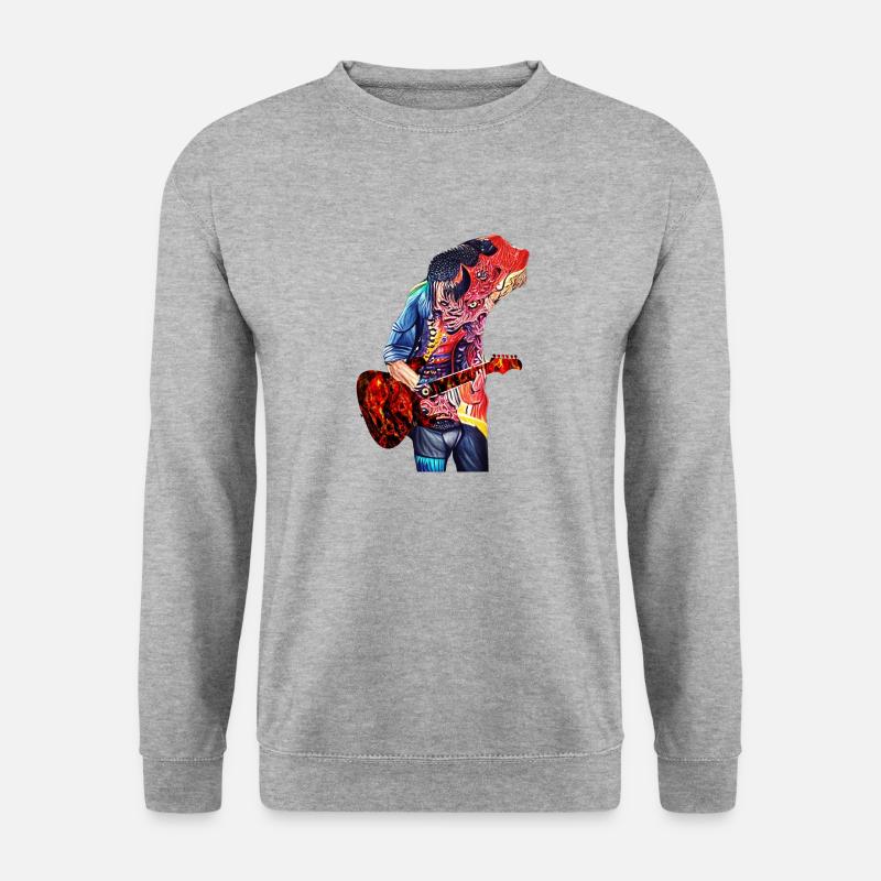 Dämonischer Gitarrist - Unisex Pullover - Weißgrau meliert