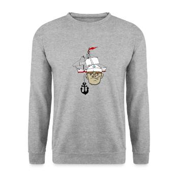 Matrose Anker Schiff - Unisex Pullover - Weißgrau meliert - Vorne - Alina (178cm) & Michal (187cm)