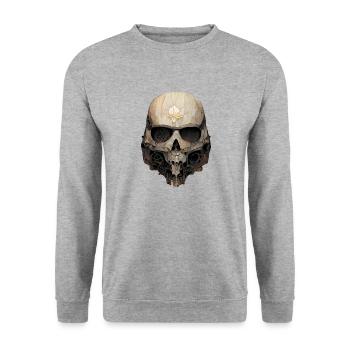 Crâne en bois - Sweat-shirt Unisexe - gris chiné - Devant - Alina (178cm) & Michal (187cm)