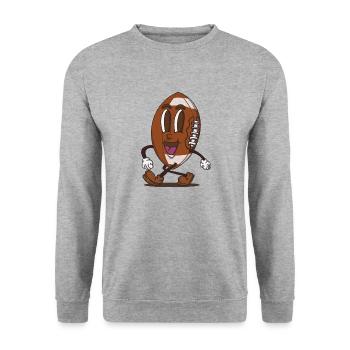 funky football americano cartone animato viso che cammina retrò - Felpa unisex - grigio chiaro melange - Fronte - Alina (178cm) & Michal (187cm)