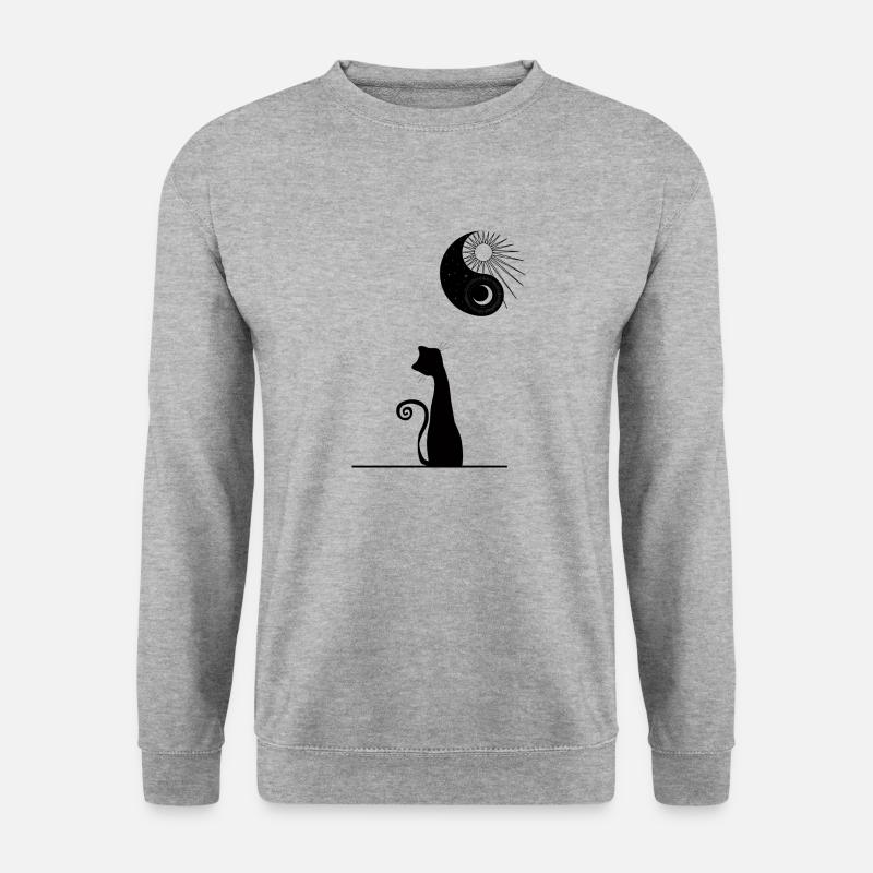 chat en face lune - Sweat-shirt Unisexe - gris chiné