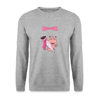 school enrolment child hippo hippo school schoolchild - Unisex Sweatshirt - salt & pepper - Front - Alina (178cm) & Michal (187cm)