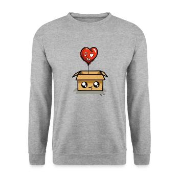 Kartonballon I LOVE YOU Farben - Unisex Pullover - Weißgrau meliert - Vorne - Alina (178cm) & Michal (187cm)