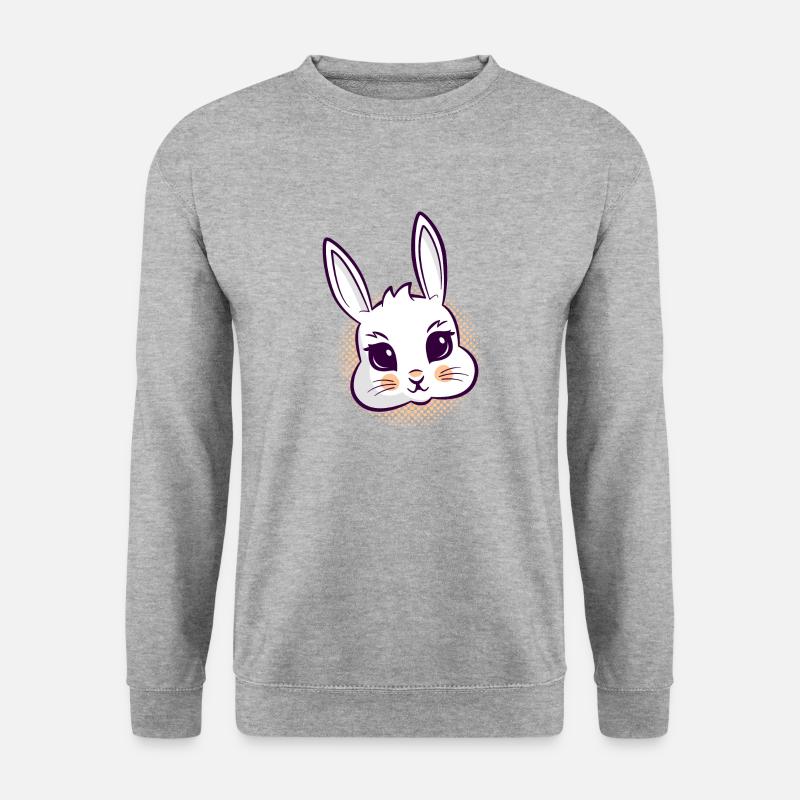 Hasenkopf - Unisex Pullover - Weißgrau meliert