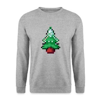 Christmas tree pixelated gift idea Christmas - Unisex Sweatshirt - salt & pepper - Front - Alina (178cm) & Michal (187cm)