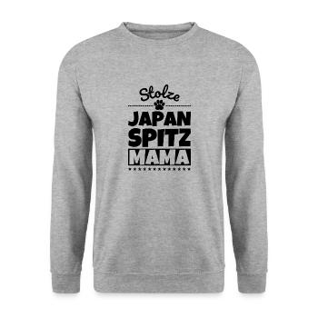 Stolze Japan Spitz Mama - Unisex Pullover - Weißgrau meliert - Vorne - Alina (178cm) & Michal (187cm)