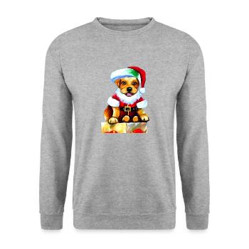 Christmas Puppy - Unisex Pullover - Weißgrau meliert - Vorne - Alina (178cm) & Michal (187cm)