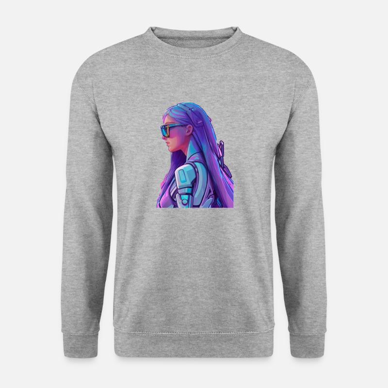 Space Fighter - Unisex Pullover - Weißgrau meliert