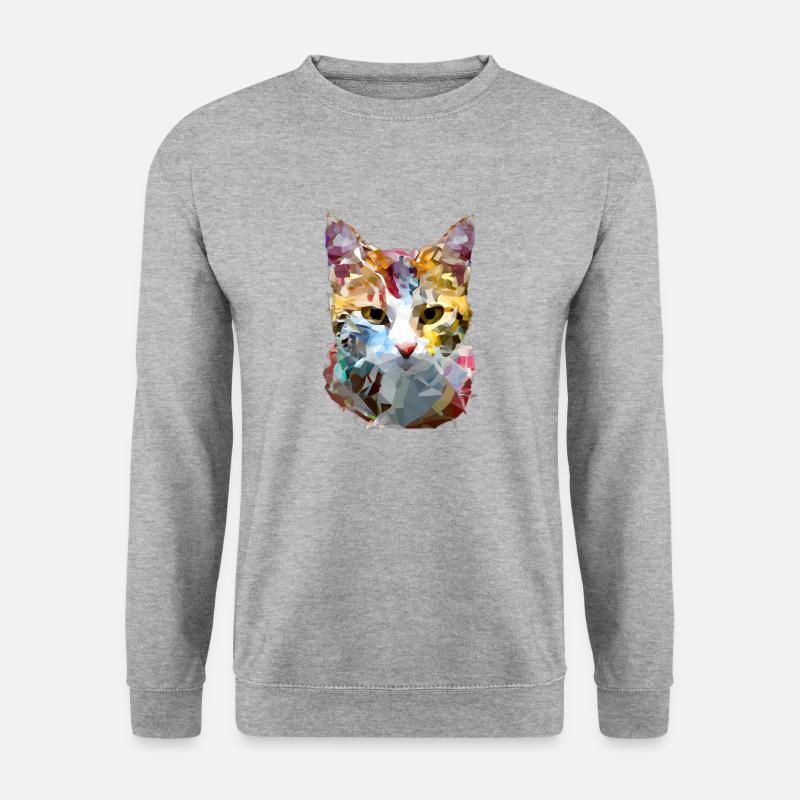 Abstract Polygon Geometric Cat - Unisex Sweatshirt - salt & pepper