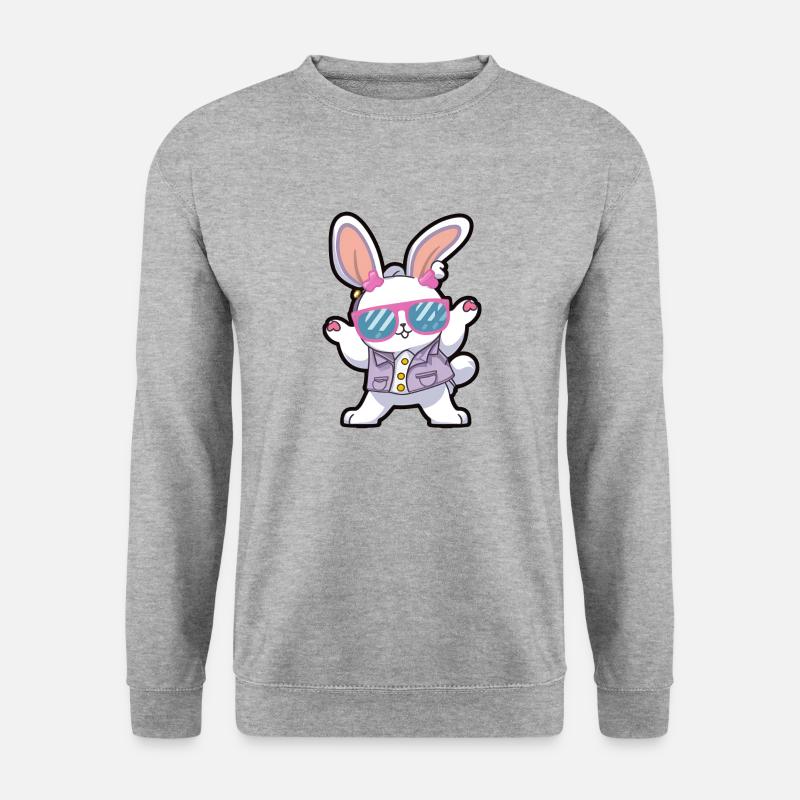 Easter Bunny - Lapin dansant avec des lunettes de soleil rétro - Sweat-shirt Unisexe - gris chiné