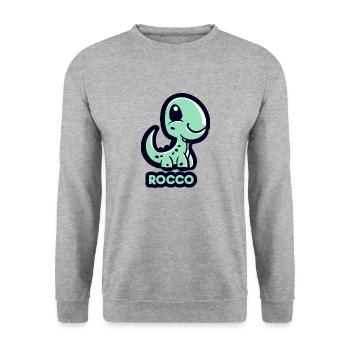 DINOSAURIER. ROCCO - Unisex Pullover - Weißgrau meliert - Vorne - Alina (178cm) & Michal (187cm)