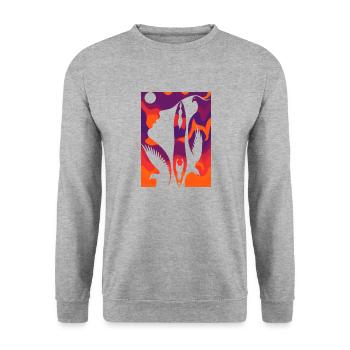 Illusion d’optique art psychédéliques formes rétro - Sweat-shirt Unisexe - gris chiné - Devant - Alina (178cm) & Michal (187cm)
