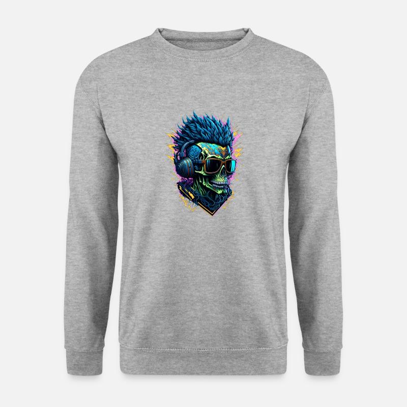 Punkrock Skull - Unisex Pullover - Weißgrau meliert