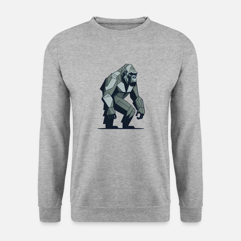 Geometrischer Gorilla - Unisex Pullover - Weißgrau meliert