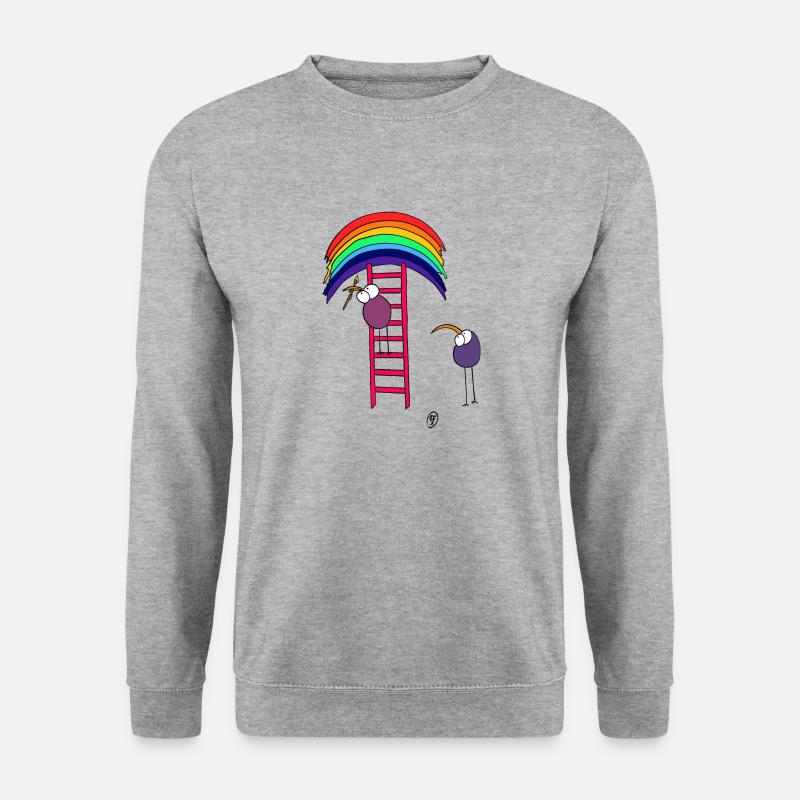 Vögel mit Regenbogen - Unisex Pullover - Weißgrau meliert