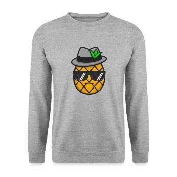 Ananas Gangster Mafia Kawaii Design Pocket - Unisex Pullover - Weißgrau meliert - Vorne - Alina (178cm) & Michal (187cm)