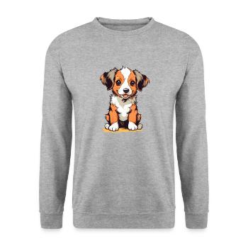 Chiot mignon - Sweat-shirt Unisexe - gris chiné - Devant - Alina (178cm) & Michal (187cm)