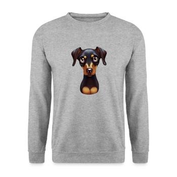 Adorable Doberman Pinscher Portrait - Unisex Sweatshirt - salt & pepper - Front - Alina (178cm) & Michal (187cm)