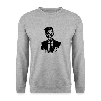 Zombie Untoter Halloween Horror - Unisex Pullover - Weißgrau meliert - Vorne - Alina (178cm) & Michal (187cm)