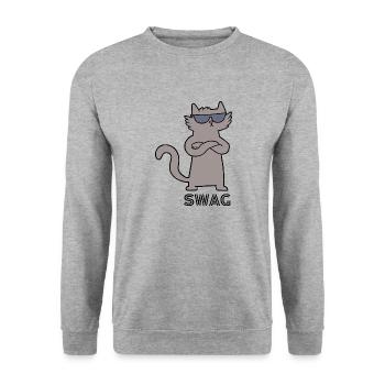 Swag Cat - Unisex Sweatshirt - salt & pepper - Front - Alina (178cm) & Michal (187cm)