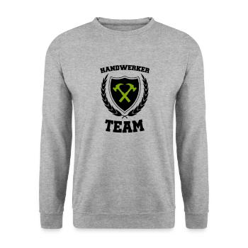 handwerker team - Unisex Pullover - Weißgrau meliert - Vorne - Alina (178cm) & Michal (187cm)